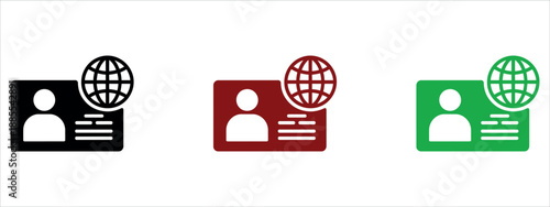 Global identification card icons representing international access and user profiles vector illustration.