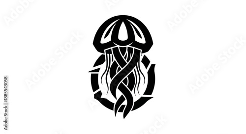 Black and white jellyfish illustration