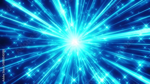 水色の集中線のキラキラ光るエフェクト背景の動画