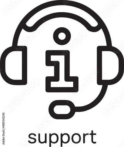 Support Helpline Headset Icon with Information Symbol