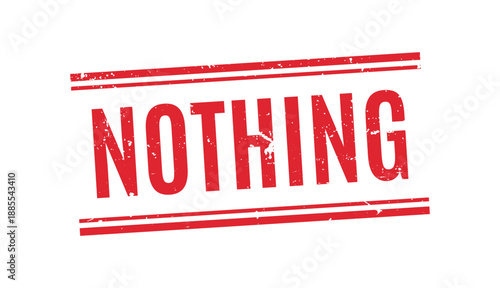 vintage style nothing text stamp with double horizontal lines and distressed red ink texture for designers