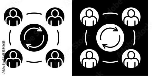 Group Dynamics Icon Set White Glyph Style Collection