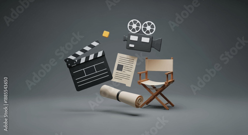 A flat design illustration portraying a lively networking event at the Berlin International Film Festival, with professionals engaging in conversation and exchanging contacts. 