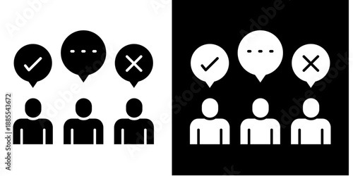 Opinion Icon Set White Glyph Style Collection