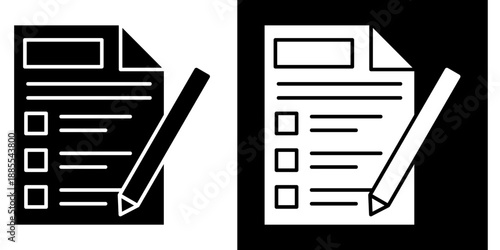 Report Icon Set White Glyph Style Collection