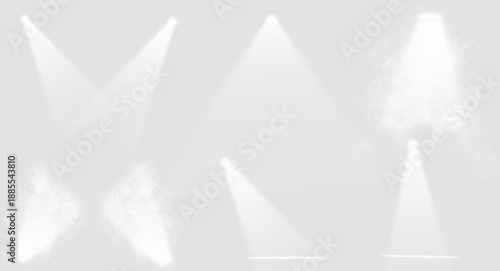 Foto bright lighting spotlights set, light sources isolated on transparent background