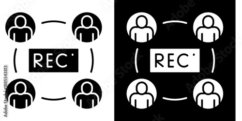 Recording Icon Set White Glyph Style Collection
