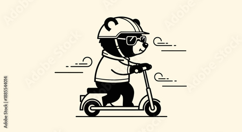 Bear on scooter illustration