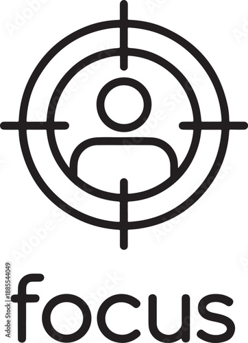 Black and White Minimalist Target Focus Icon