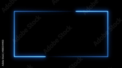 display neon box footage shape border retro movement neon square rectangle picture frame icon display box footage square seamless borders in retro blue glow animation glowing, neon, square, rectangle,