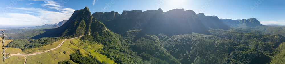 Fototapeta premium Aerial panorama of the mountains of the state of Santa Catarina in Brazil