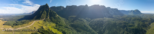 Aerial panorama of the mountains of the state of Santa Catarina in Brazil
