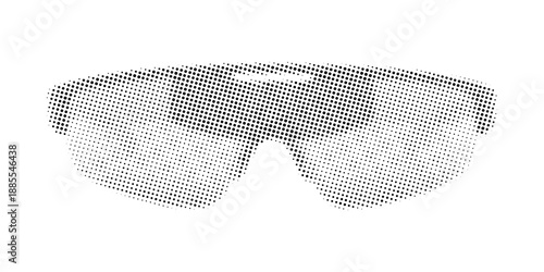 Stylish sunglasses icon in halftone dot style. Retro vector illustration of eyewear with textured gradient effect.