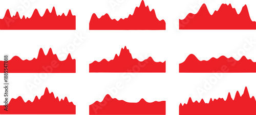 Set of red torn paper banners, grunge vector style for labels frames and festive designs