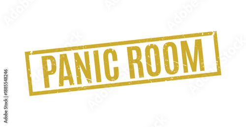 yellow textured rubber stamp showing panic room text for financial assets trading disclaimer and safety warning