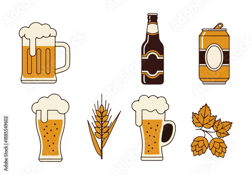 Beer variety illustration set for commercial projects