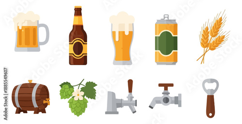 Beer variety illustration set for design and decoration