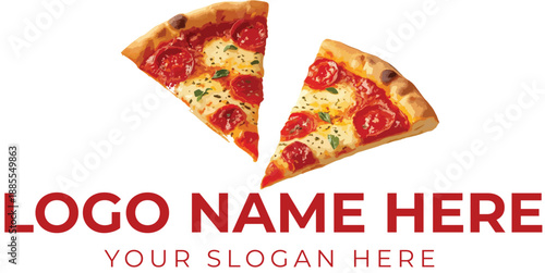 Citrus fruit logo vector with green leaves and ribbon banner for organic food or farm branding