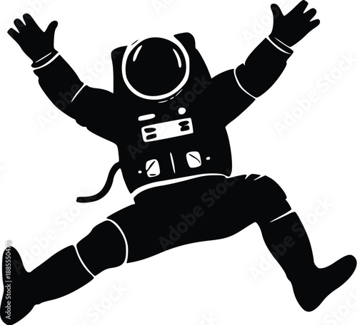Astronaut Floating Freely Silhouette Vector – Weightless Space Exploration Illustration