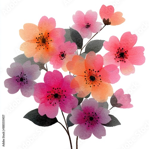 Colorful flowers in a delicate, artistic illustration style.