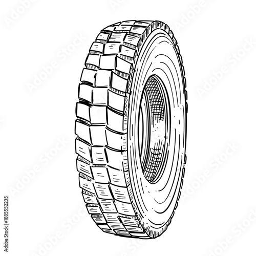 Tire Vector Line Art Hand Drawn Illustration
