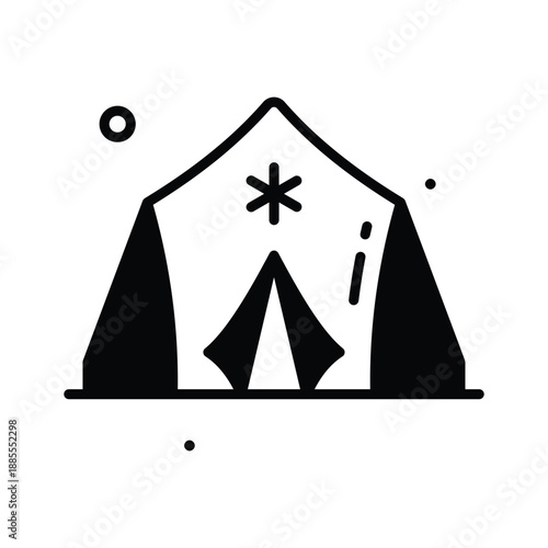 Have your hands on this modern glyph icon of refugee camp