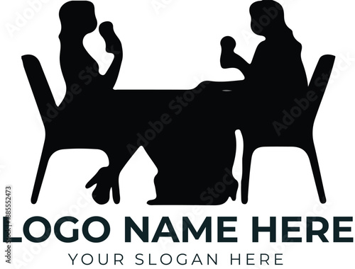 Citrus fruit logo vector with green leaves and ribbon banner for organic food or farm branding