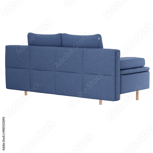 blue sofa back side isolated on white