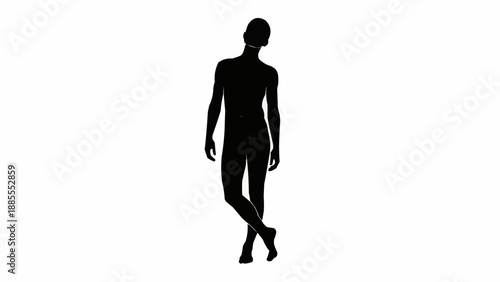 Silhouette of a person standing with head tilted.