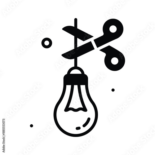 Carefully crafted amazing power cutdown icon in glyph style