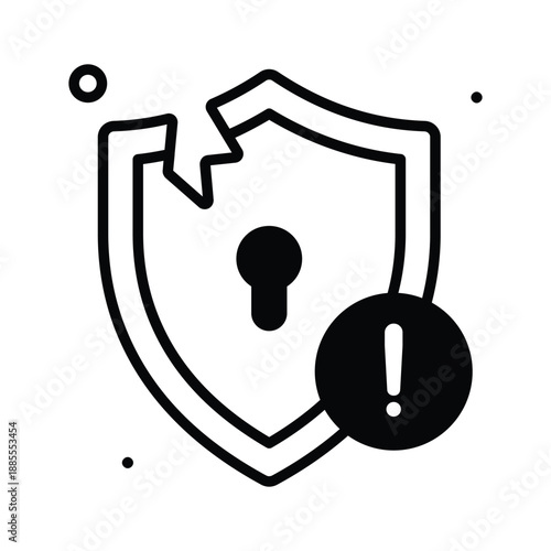 A modern glyph icon of security breach, data leaks and system vulnerabilities