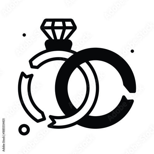 Creatively crafted amazing glyph icon of divorce, marital separation