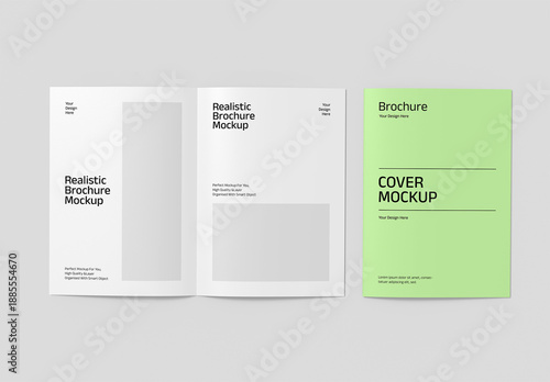 Realistic Bi-Fold Brochure Mockup with Cover