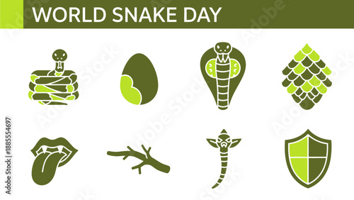 Graphic icons related to snakes for World Snake Day celebration
