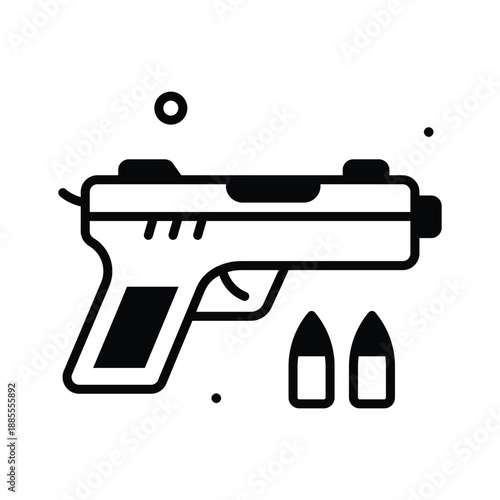 A modern glyph icon of gun violence, firearm crime and safety concerns