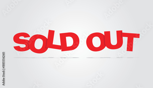 red minimalist sold out text design on light grey background for e-commerce stock availability notifications