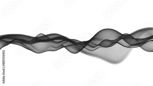 wavy abstract black lines slow motion flowing on white background. 4k seamless loop 60 fps