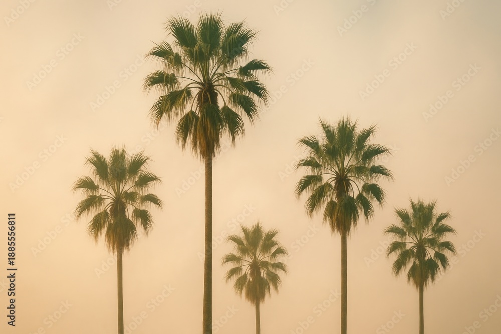 Naklejka premium Serene palm trees at sunset