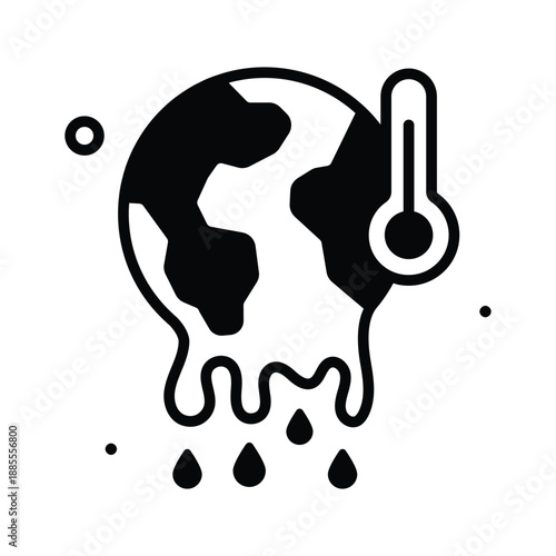 Global warming and weather extremes, glyph icon of climate change