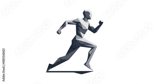 Gray-scale illustration of a muscular man running in motion with a dynamic pose against a clean white background.