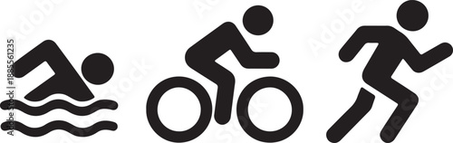 Triathlon sport icons swimmer cyclist runner silhouette vector illustration