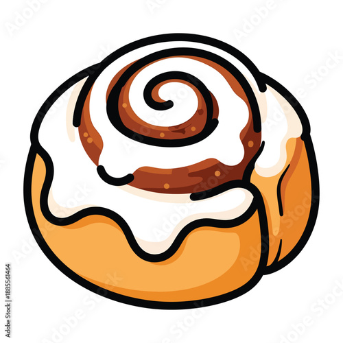 A tasty cinnamon roll with white icing