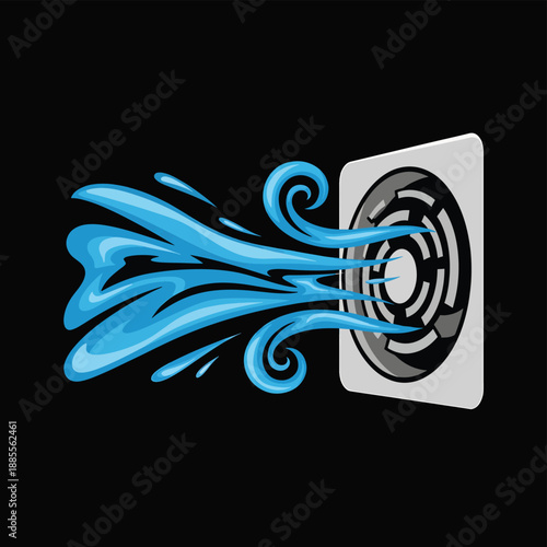 A vent with flowing blue air