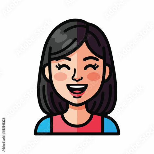 A smiling cartoon woman