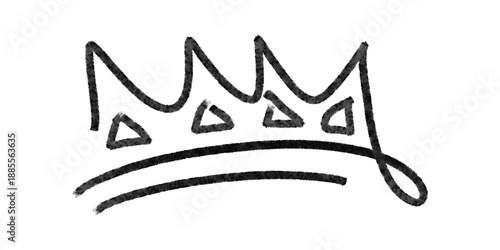 Brush drawn crown. Grunge painted crown for street art design. Urban grunge brush drawn king and queen hats. Doodle crown symbol.