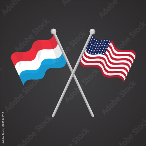 united states and luxembourg waving flags graphic representation for transatlantic partnership and strategic diplomatic alliance