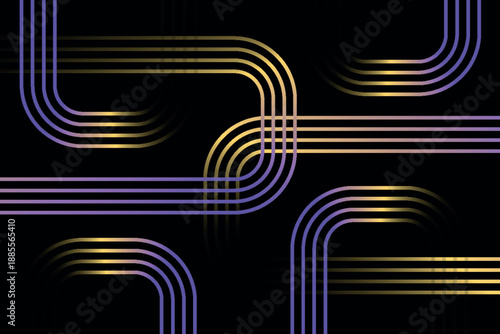 Black abstract background with trendy and modern colorful stripes design. Abstract linear maze concept for cover, banner, brochure, presentation, and certificate. Vector illustration VOL. 2