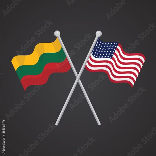 crossed flags of united states and lithuania representing strong democratic ties and mutual security support