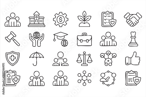 Leadership and Governance UI Icons for Enterprise Systems
