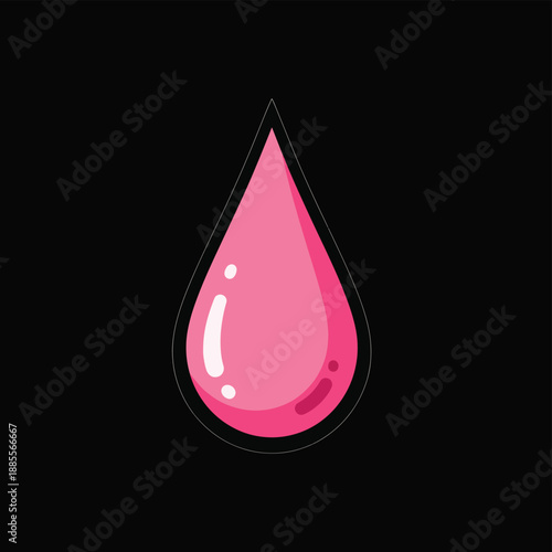 A pink cartoon teardrop